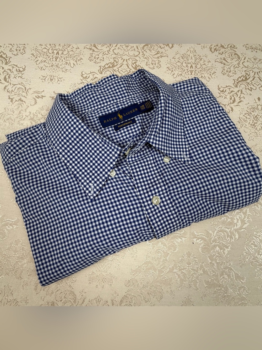 Ralph Lauren Performance 2XB Men's Blue Gingham Button-Down Shirt